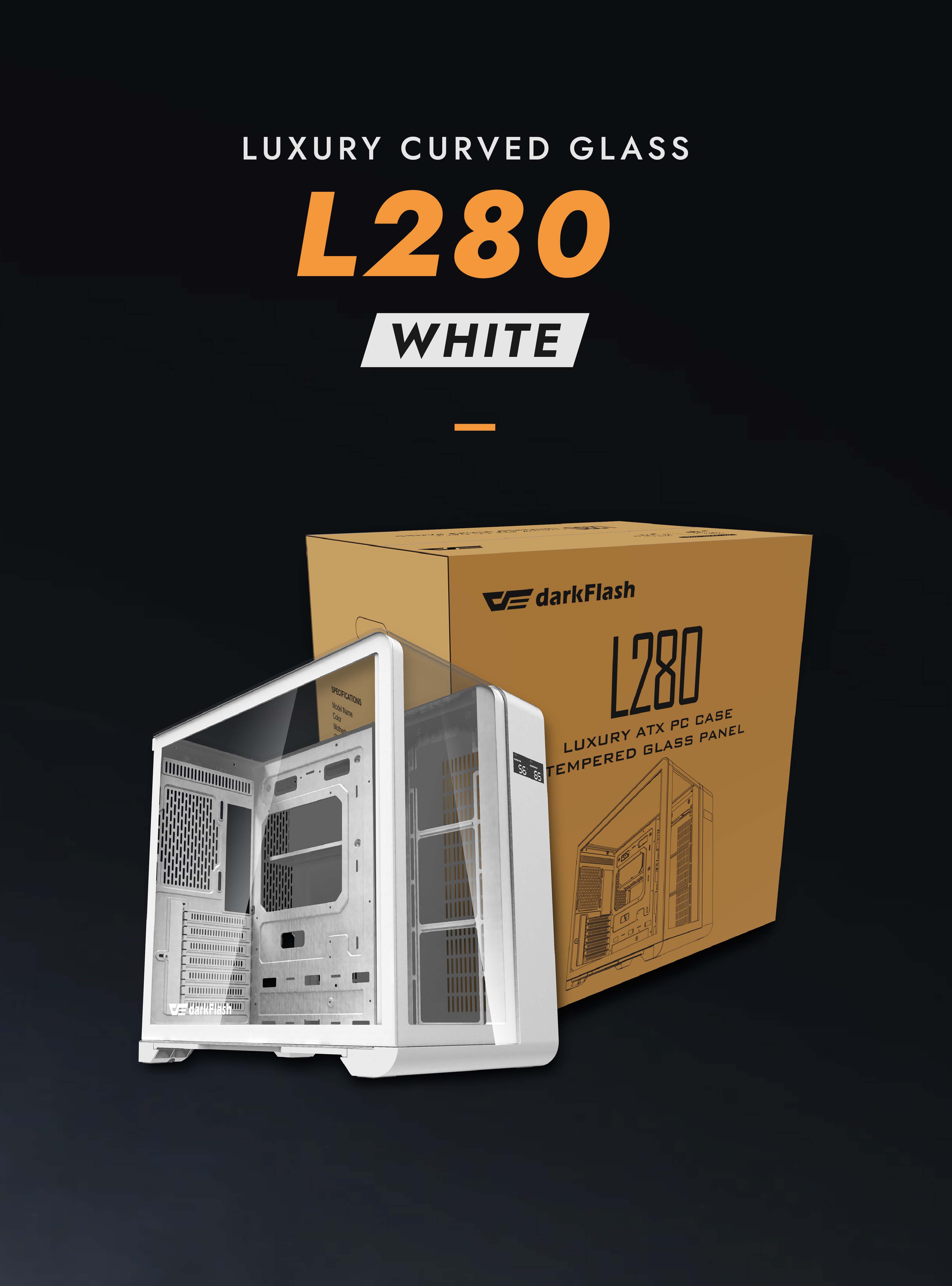 darkFlash L280, ATX Mid-Tower PC Gaming Case with Dual Real-Time Display