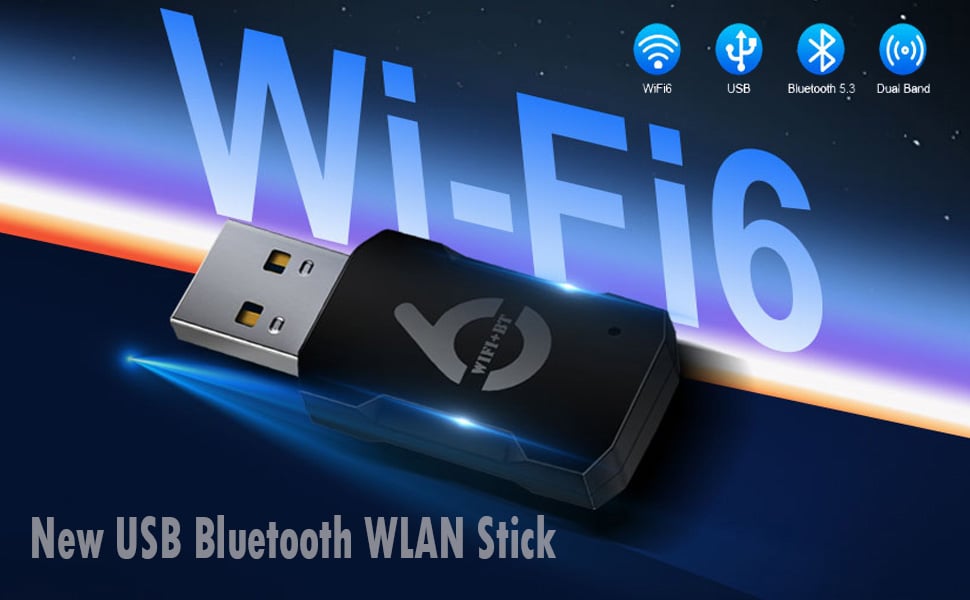 WiFi 6 - 2024 upgrade WLAN stick (dual band) Faster transfer rates: WiFi 6 covers both the 2.4 GHz a