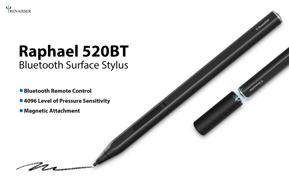 RENAISSER Raphael 520BT Pen for Surface, Bluetooth for Remote Control, Designed in Houston, Made in 4096 Levels of Pressure Magnetic Rechargeable 2 in 1 Accessories - Newegg.com