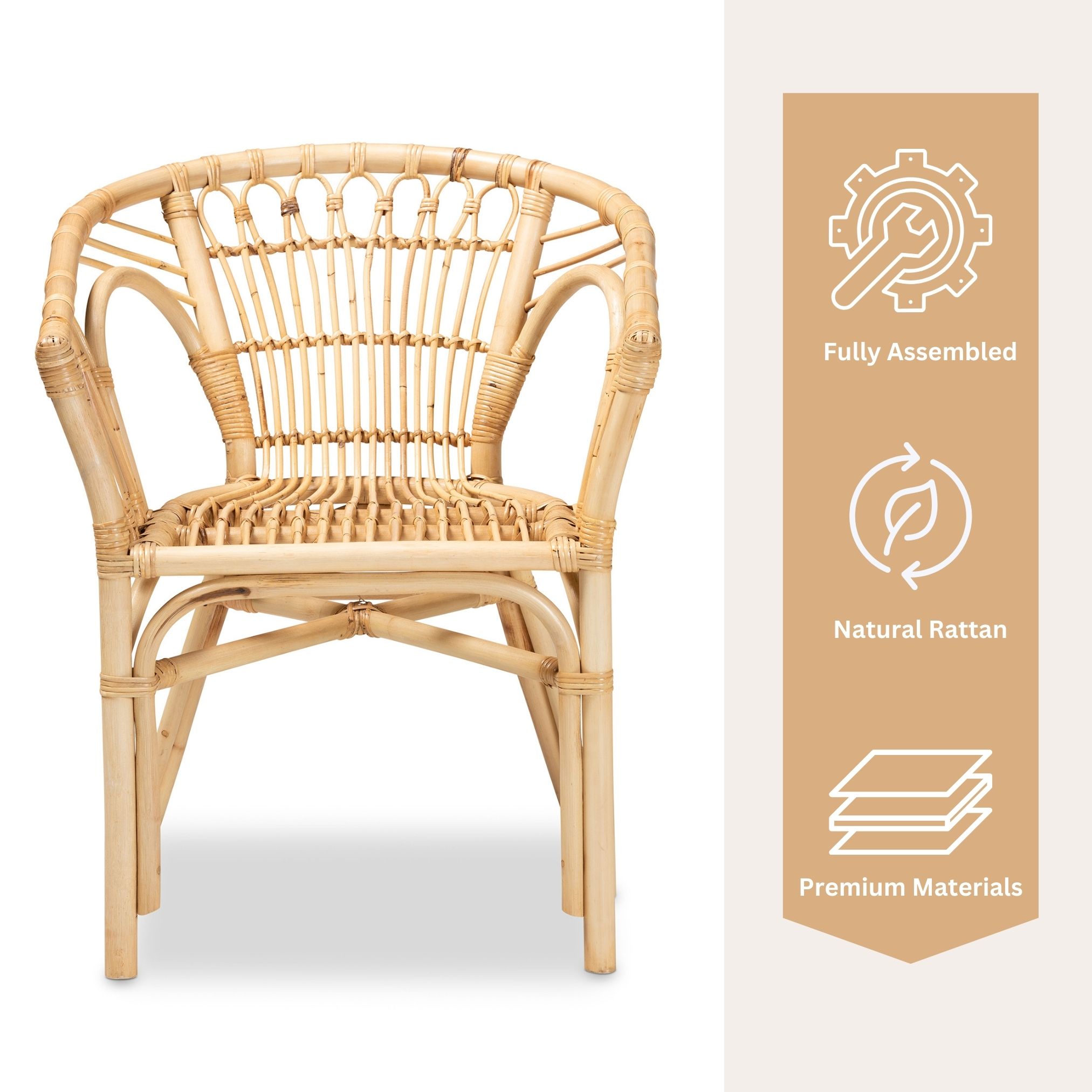 Fully Assembled Natural Rattan
