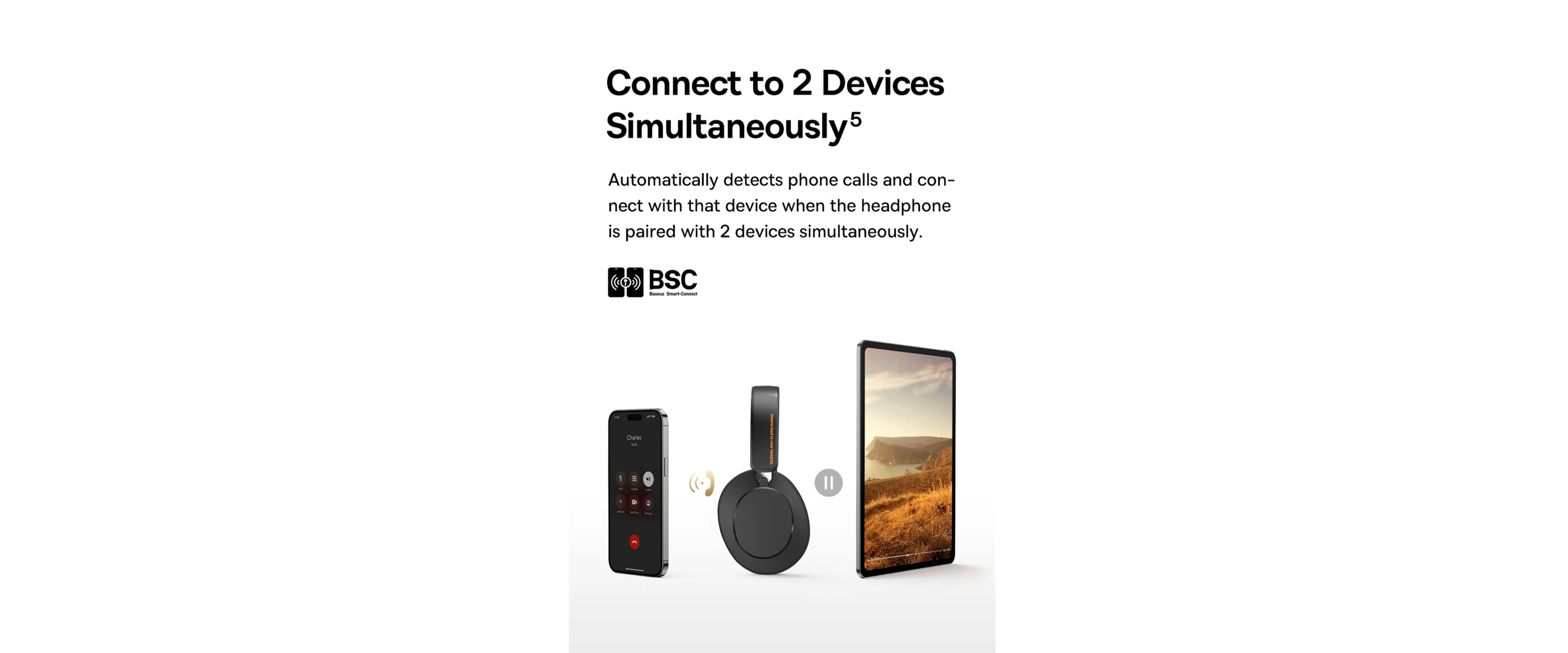 INMISS ANC500, dual device simultaneous connection, BSC smart connect