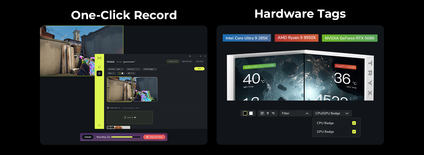 TRYX Stage 360 ARGB White 360mm AIO Dual Screen IPS AIO Cooler 360mm Recording and Hardware Tags