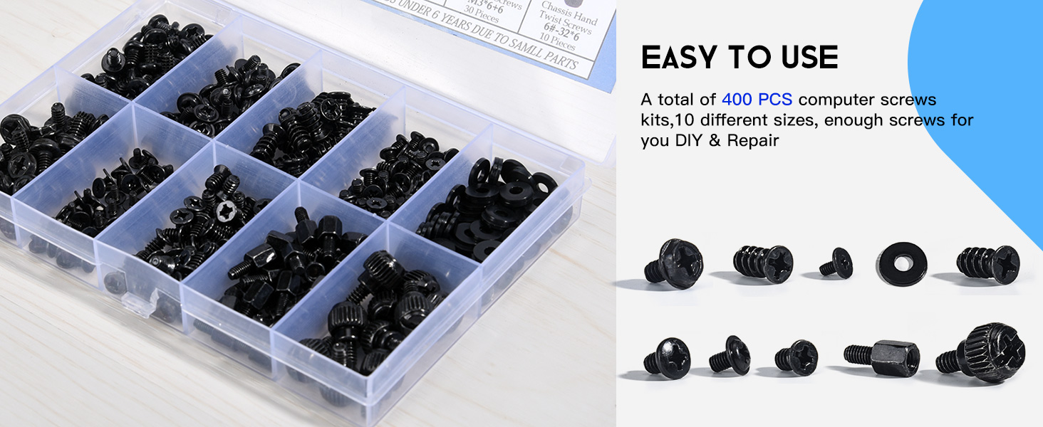 400PCS Computer Screws Motherboard Standoffs Assortment Kit