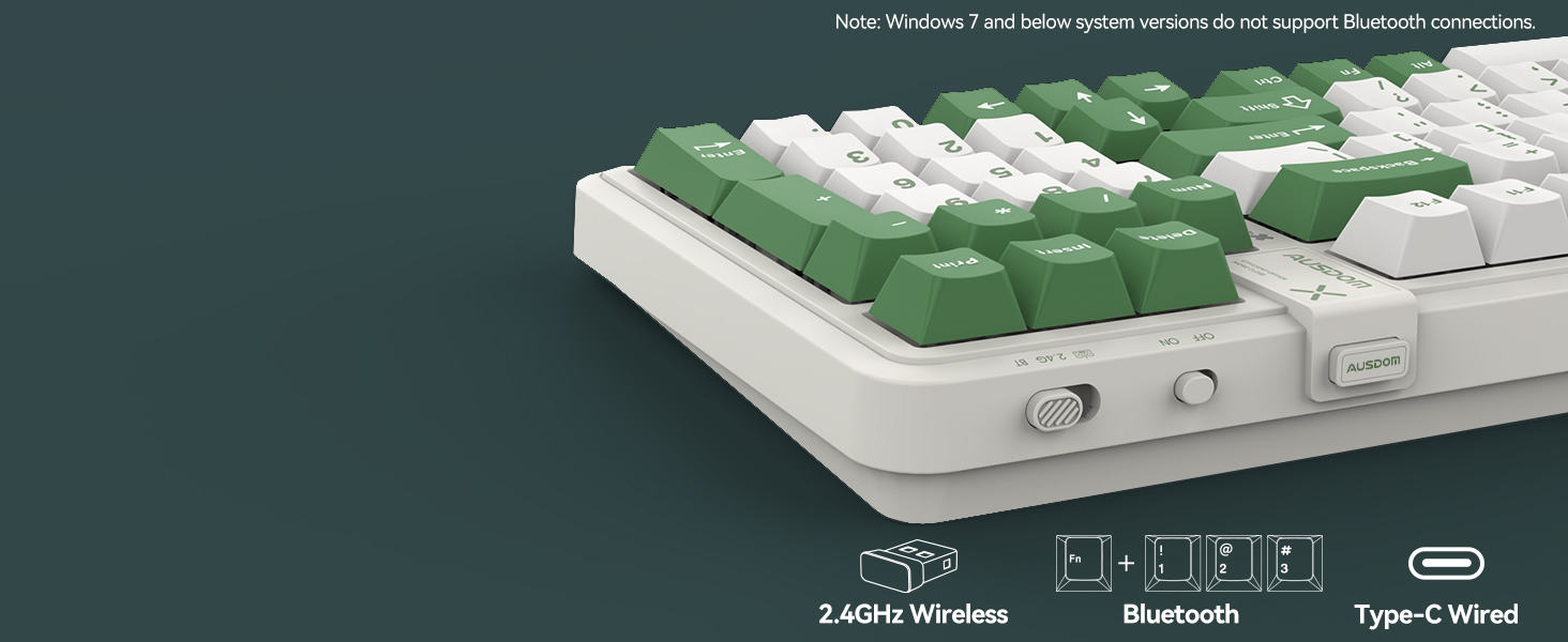 AUSDOM 98Pro Wireless Mechanical Keyboard, Tri-Mode 2.4GHz/Type-C/Bluetooth Keyboard