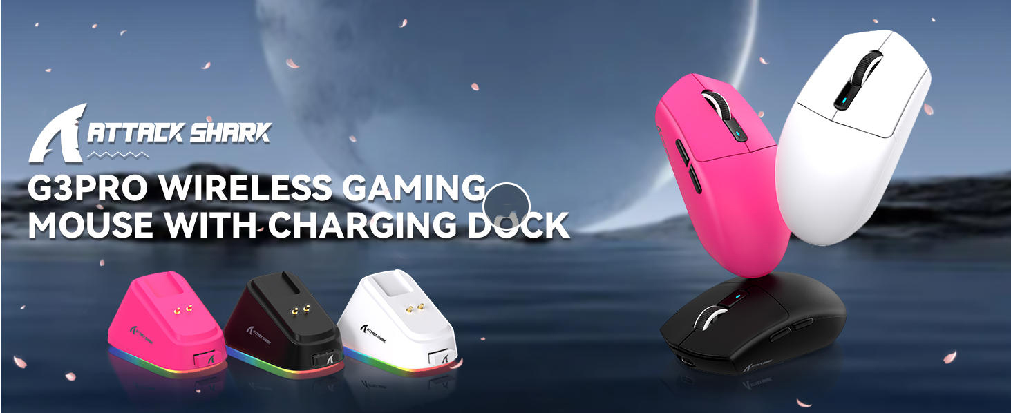 Gaming Mouse with Magnetic Charging Dock, BT/2.4G Wireless/Wired, PixArt PAW3311 Gaming Sensor, 59g