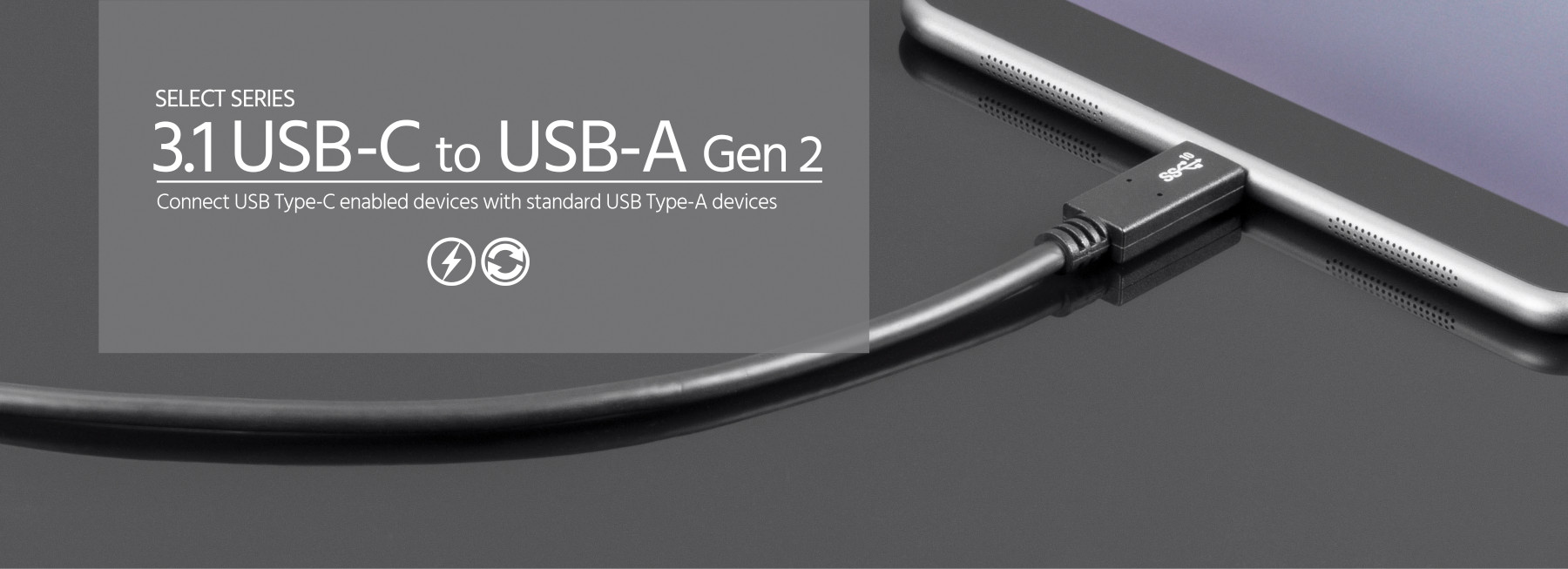 USB Type-C to USB Type-A 3.1 Gen 2 Cable - 10Gbps, 3A, 30AWG
