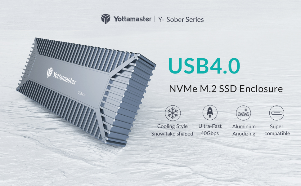 Yottamaster 40Gbps M.2 SSD Enclosure for 2280 NVMe SSD(M-Key)-NVMe