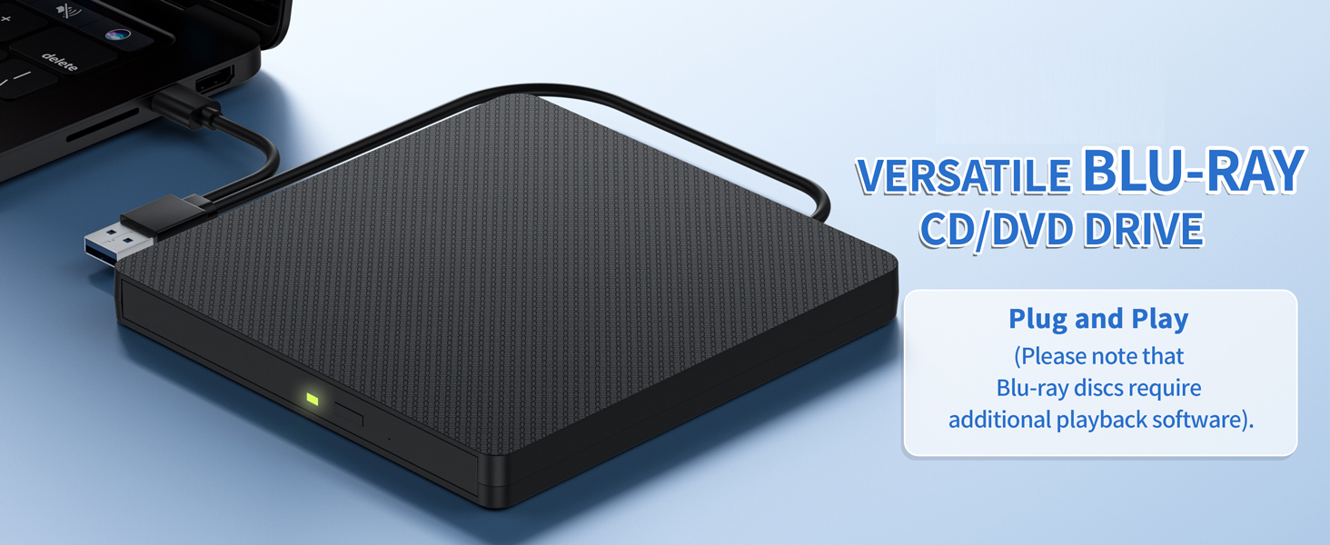 SMA External Blu-ray Drive, USB 3.0 & Type-C External CD DVD Drive, BD/DVD/CD Burner Portable Blu-ra