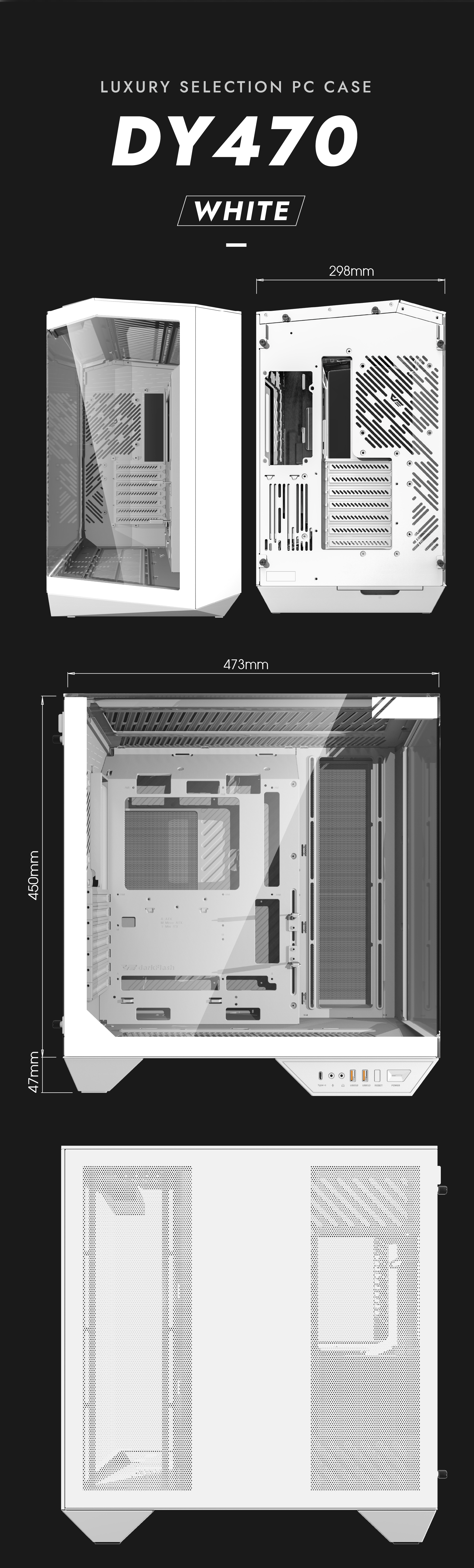 darkFlash DY470 PC Gaming Case White