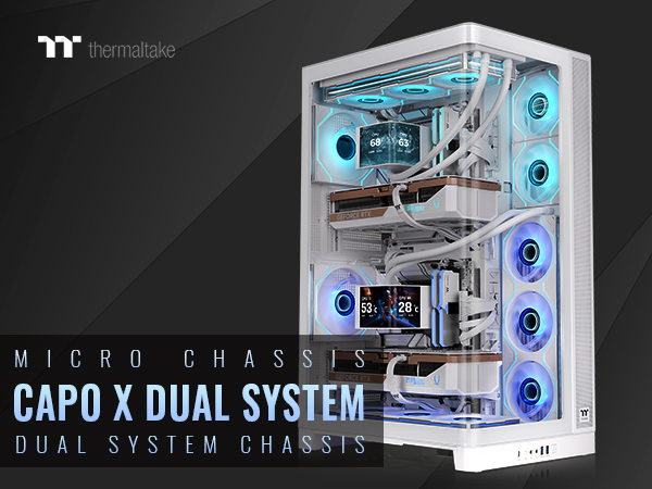 Thermaltake CAPO X Dual System Chassis - Snow