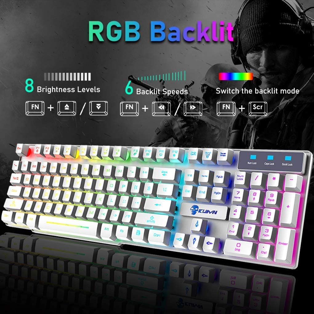 Zhhcyyds Gaming Keyboard and Mouse Combo,RGB Rainbow Backlit Keyboard ...