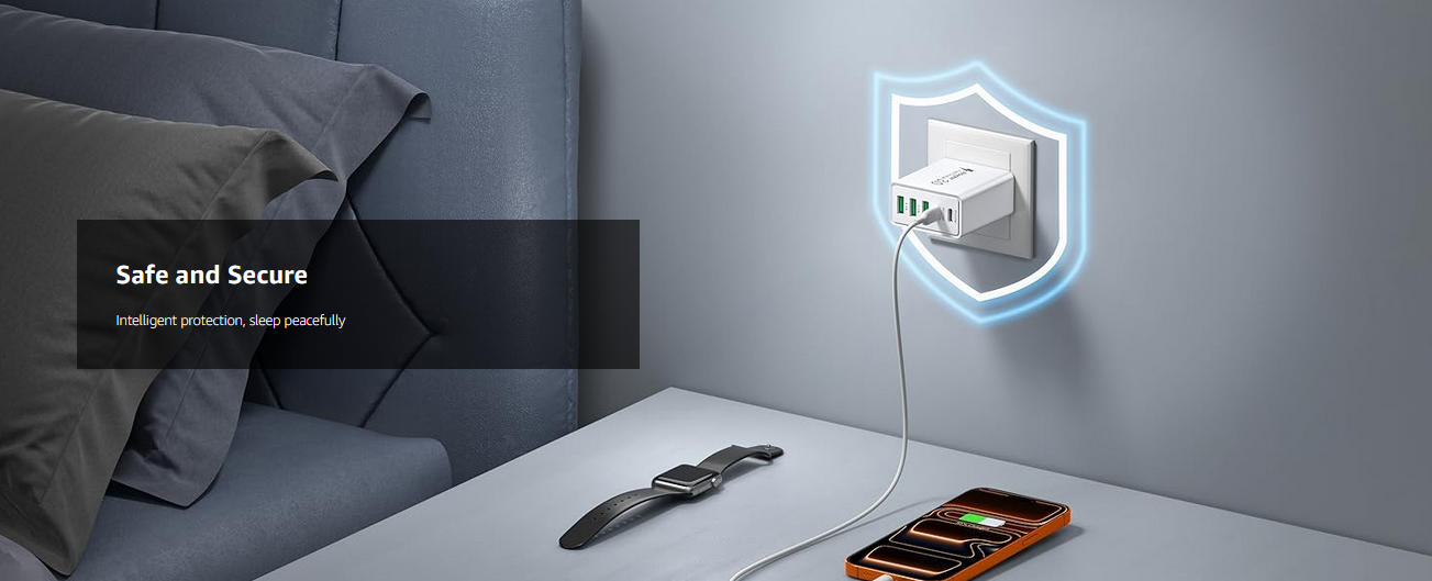 [2-Pack] USB C Wall Charger,50W 5-Port PD Fast USB C Charging Block