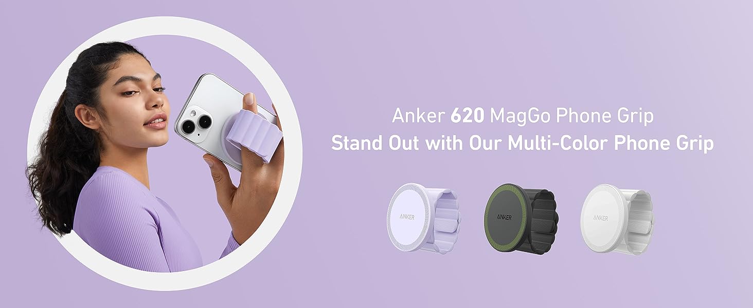 Anker 620 MagGo Phone Grip (パープル) Anker Magnetic Phone Grip (MagGo), Sweat-Resistant 620 Magnetic