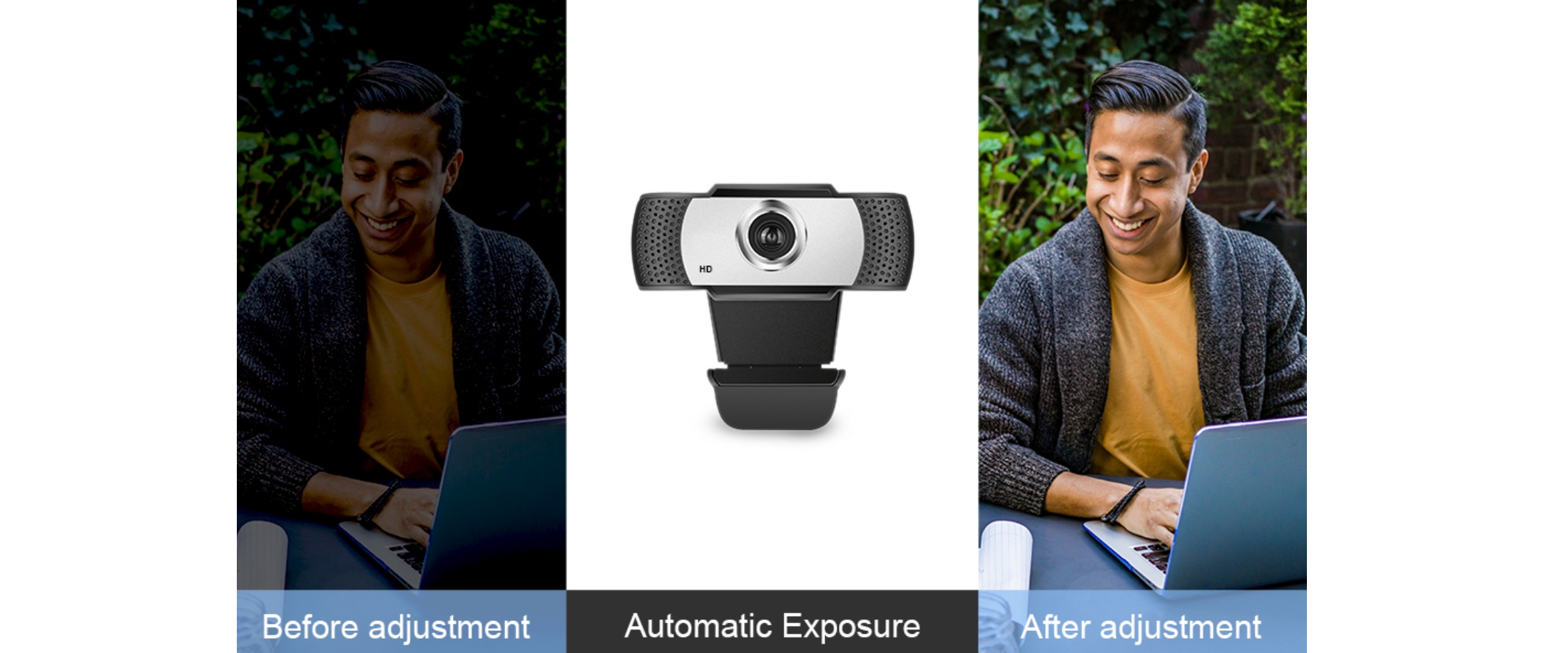 Webcam auto-exposure before after