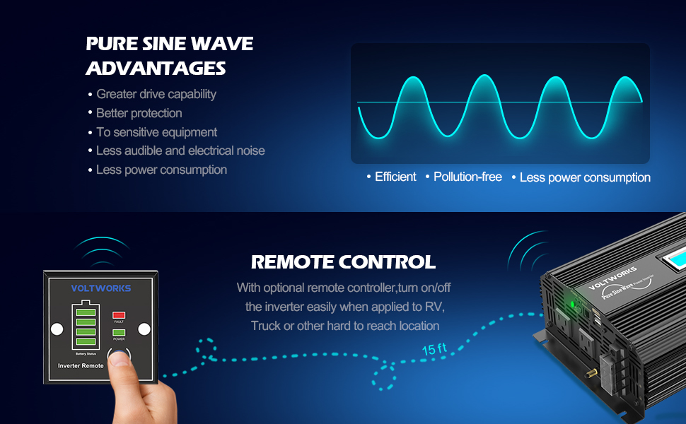 Novopal 2000 Watt Pure Sine Wave Power Inverter 12V DC to 110V