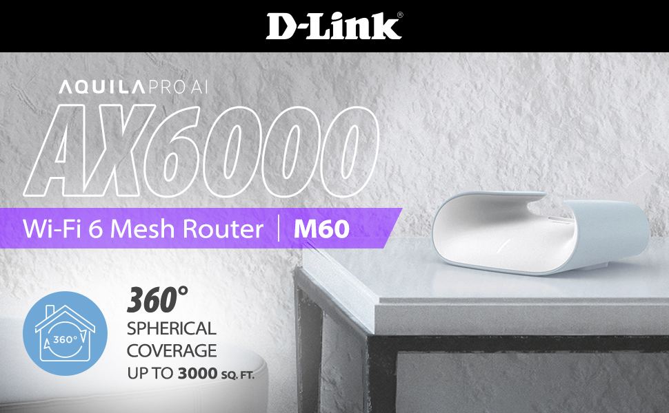 D-Link Wi-Fi 6 Mesh Router 3000 sq. ft. M60