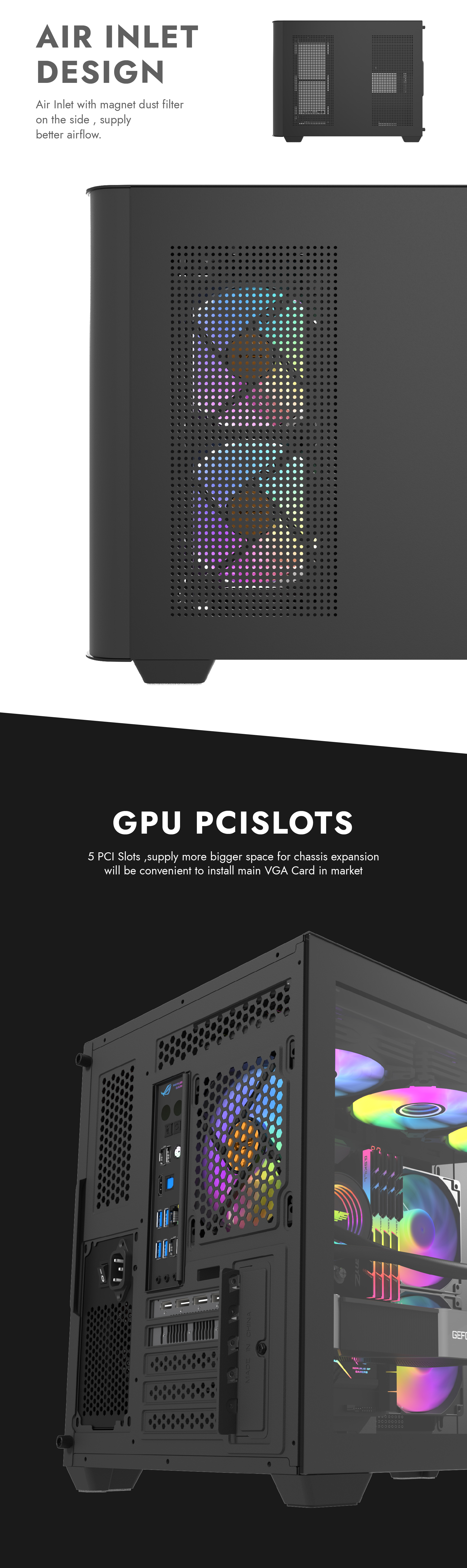 darkFlash DPW90M,Micro-ATX PC Gaming Case,3×Pre-Installed ARGB PWM Fans