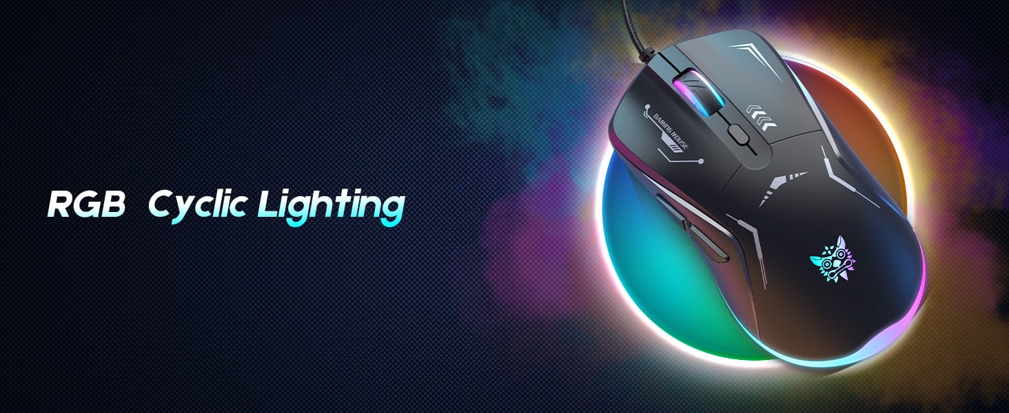 Hitoor Wired Gaming Mouse, PC Computer Mice USB Wired Gaming Mouse with RGB Modes, 4 Adjustable DPI