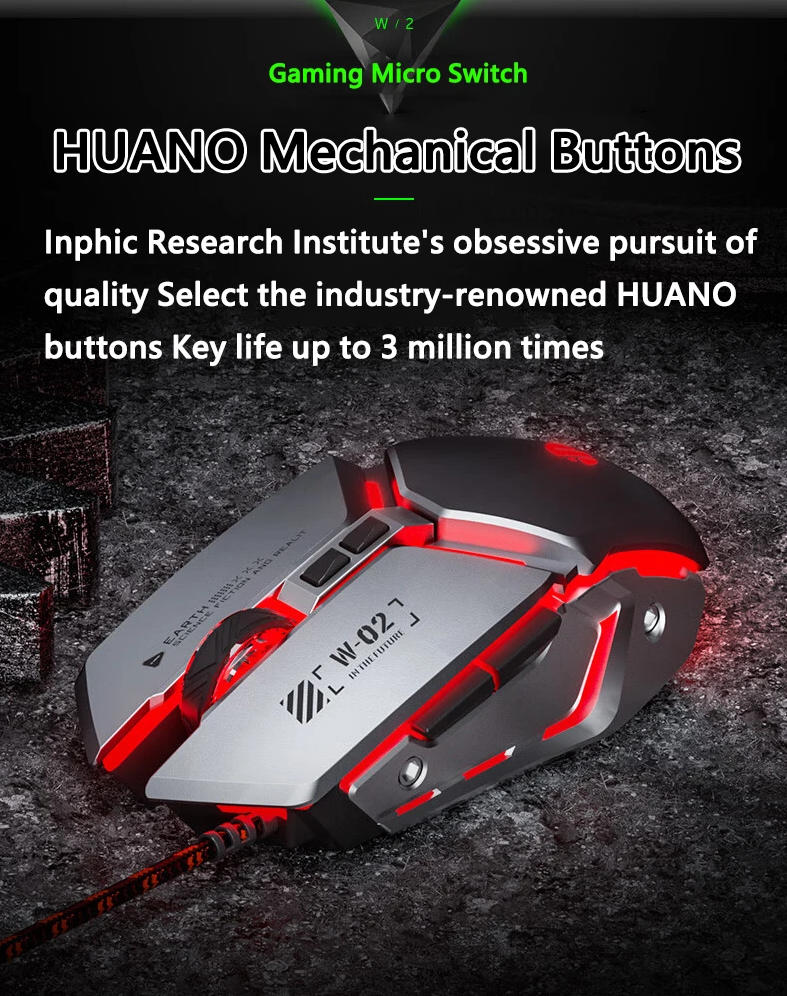 Gaming Mouse, USB Wired Gaming Mice, Silent Competition Mouse New Metal Style 6-Buttons, Silent Clic