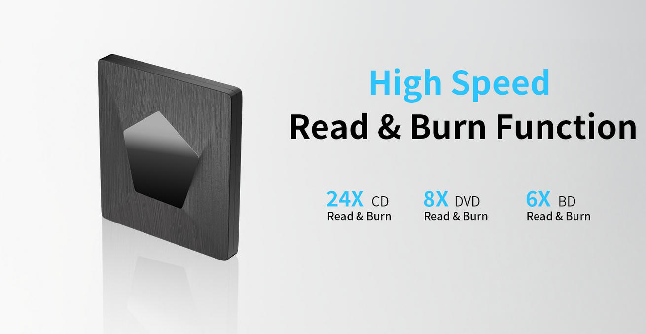 External Blu Ray Drive , External Bluray Burner with USB 3.0 & Type-C, External Blue Ray CD DVD Read