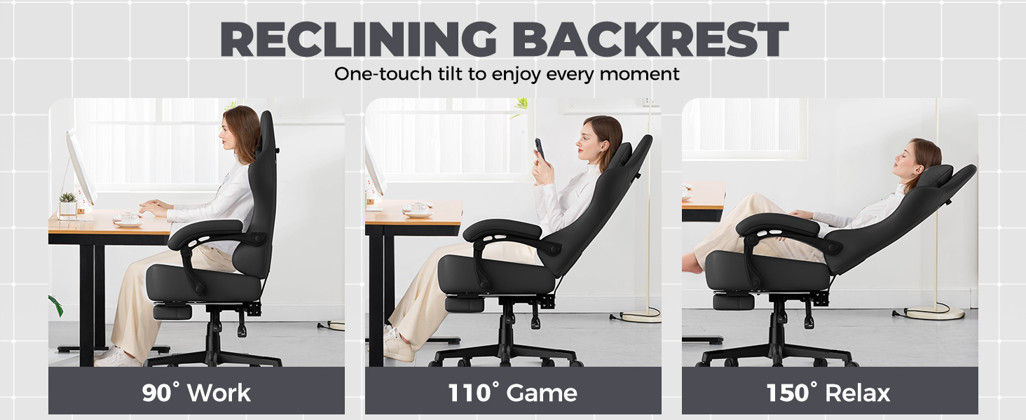 Gaming Chair, Big and Tall, High Back Ergonomic with Pocket Spring Cushion, Footrest, Lumbar Support