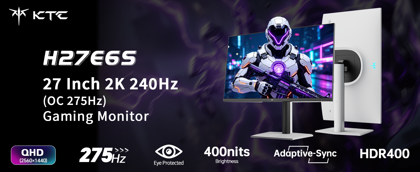 KTC H27E6S 27 Inch 2K 240Hz (OC 275Hz) Gaming Monitor