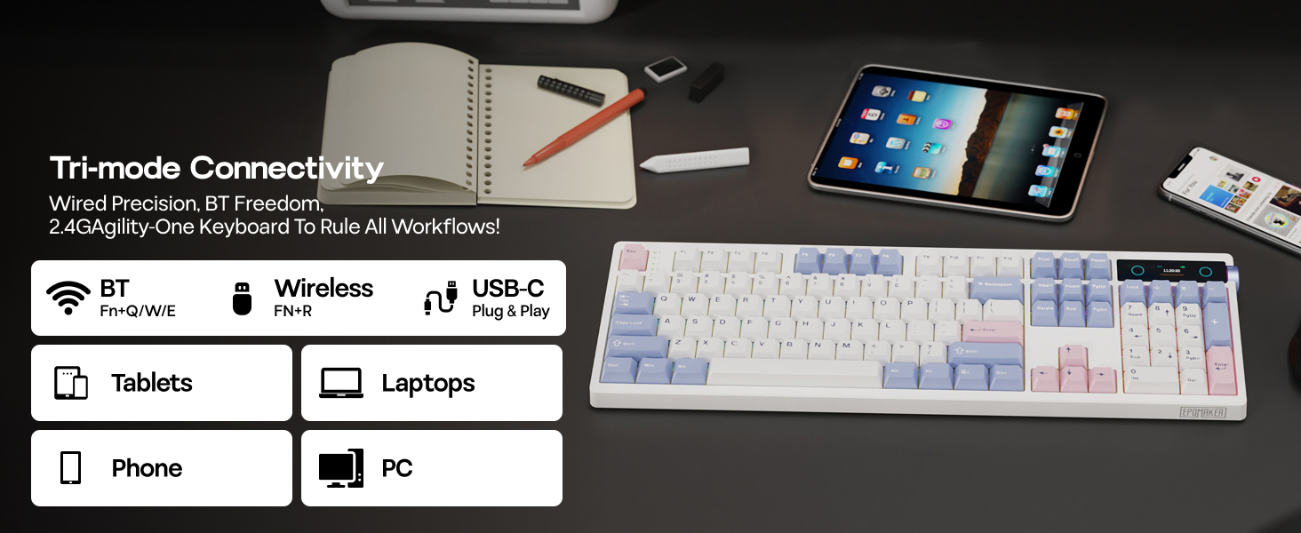 EPOMAKER TH108 PRO Full Size Mechanical Keyboard Tri-Mode