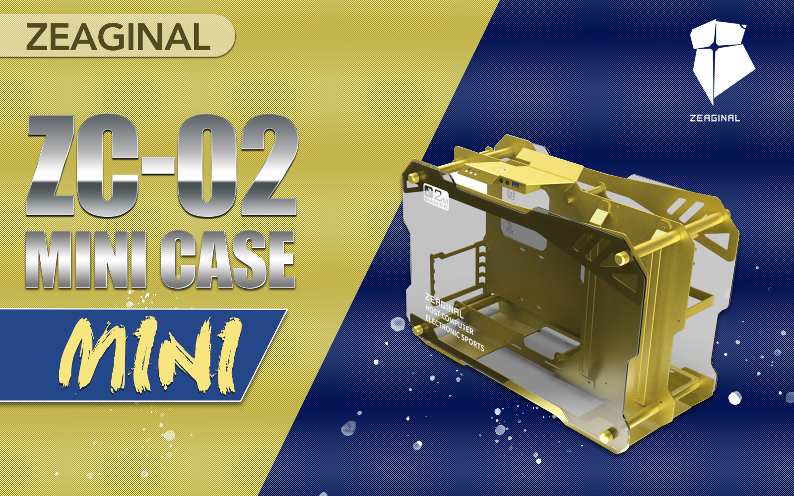 Zeaginal ZC-02M Tempered Glass Mini Computer Case-Yellow