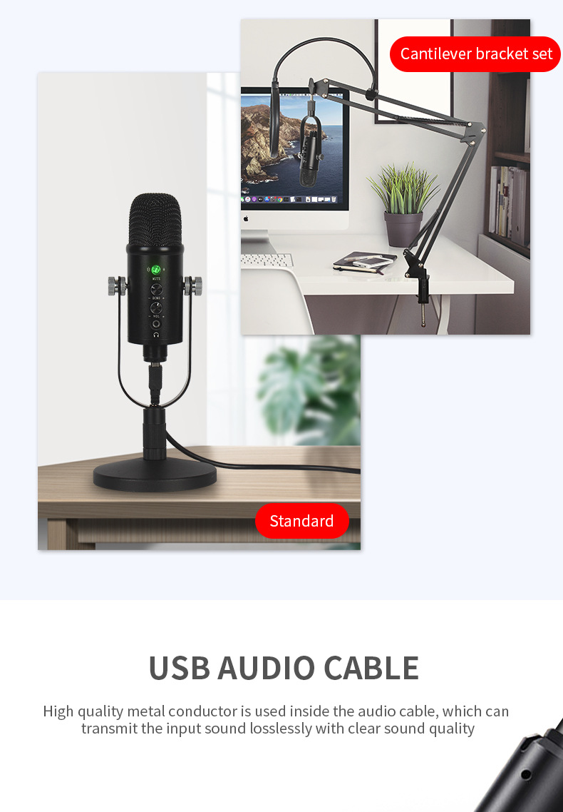 USB Streaming Podcast PC Microphone Studio Cardioid Condenser