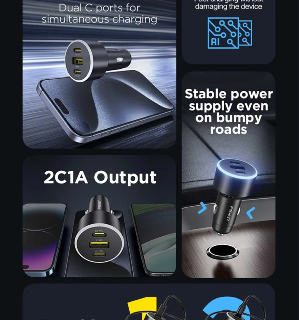 PISEN TP-C79 60W Multi-port Fast Charging Car Charger