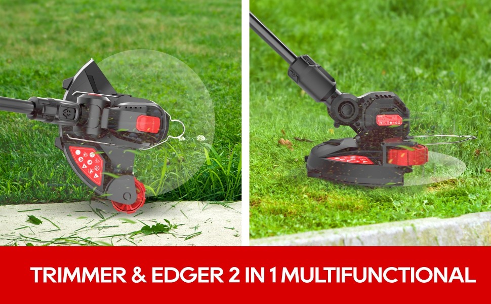 ECOMAX 18V 12 Cordless String Trimmer & Edger, Edger Lawn Tool with 90°  Adjustable Head, Trim and Edge Weeds, Weed Trimmer Include 2Ah Battery and  Charger, ELG03 