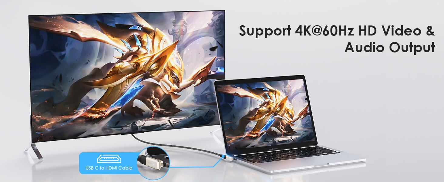 Support 4K@60Hz HD Video & Audio Output