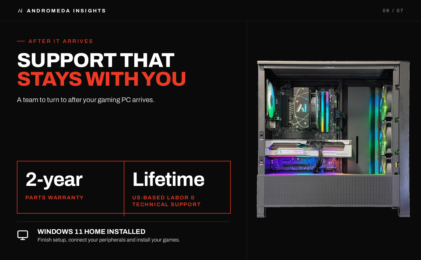 Two-year parts warranty and lifetime US-based labor and technical support