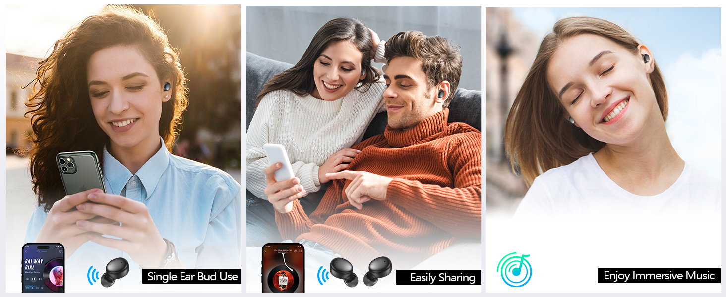 kurdene Wireless Earbuds Bluetooth 5.3 Light Weight in Ear Headphones