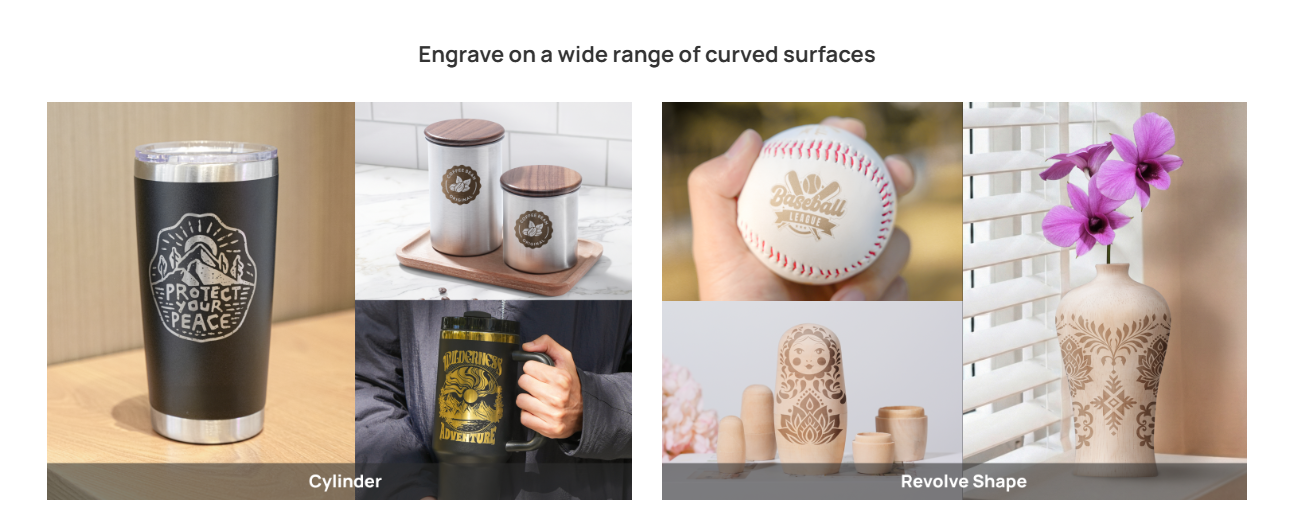 Engrave on a wide range of curved surfaces
