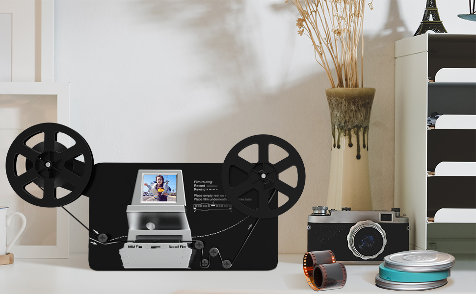 8mm & Super 8 Reels to Digital MovieMaker Film Sanner Converter, Pro Film  Digitizer Machine with 2.4 LCD, Convert 3 inch and 5 inch 8mm Super 8 Film