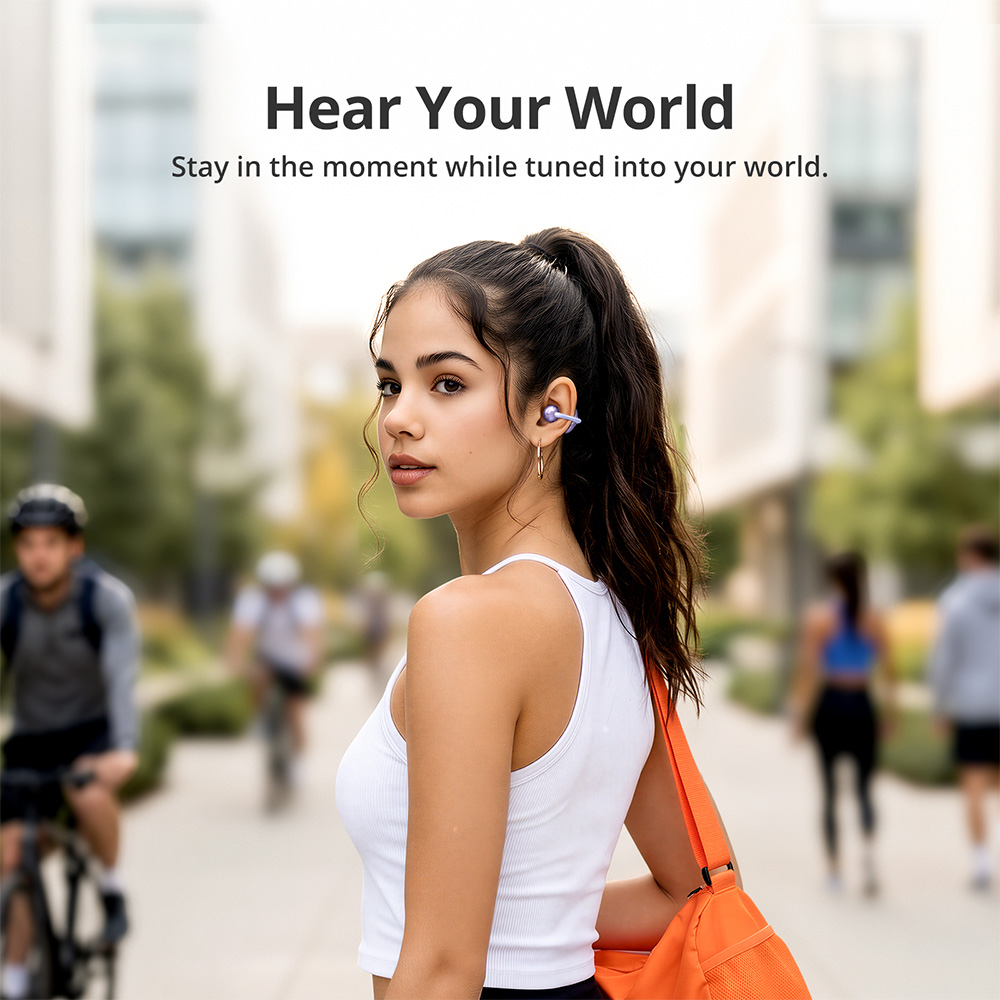 Tronsmart Open Ear Clip-On Wireless Earbuds, Titanium Memory Wire C-Bridge