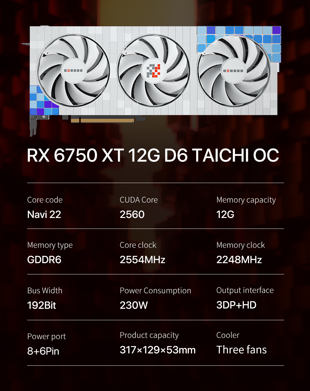 PELADN RX 6750 XT 12GD6 TAICHI OC PCI Express 4.0 Video Card,192-Bit ...