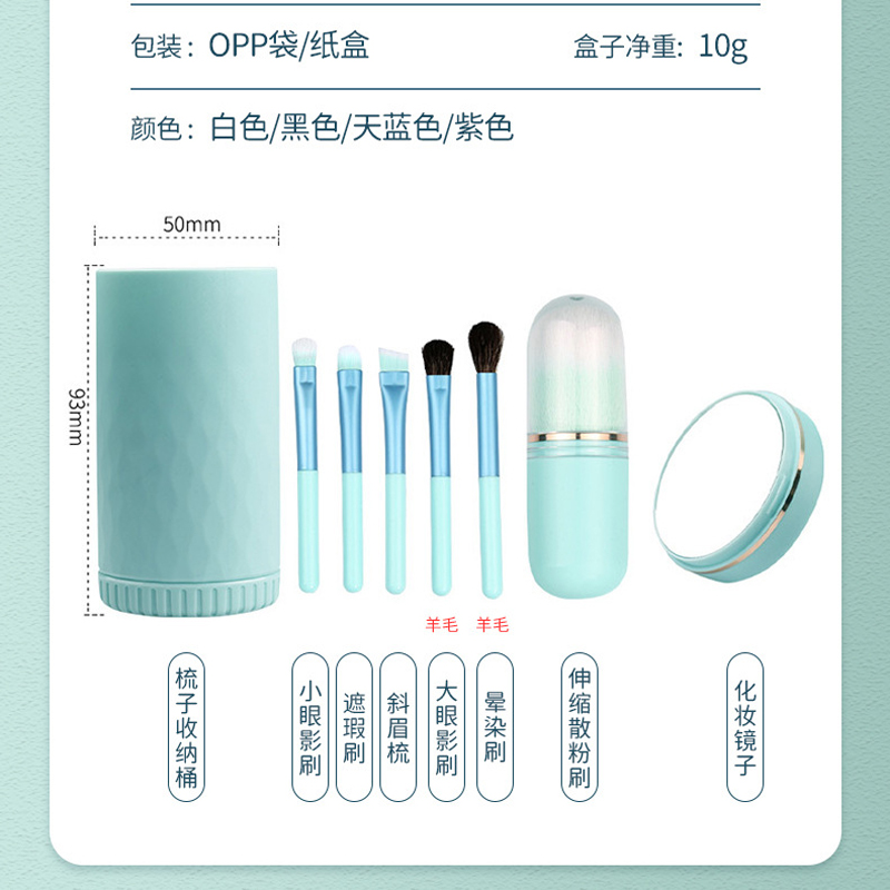 6 In 1 Travel Makeup Brushes Set