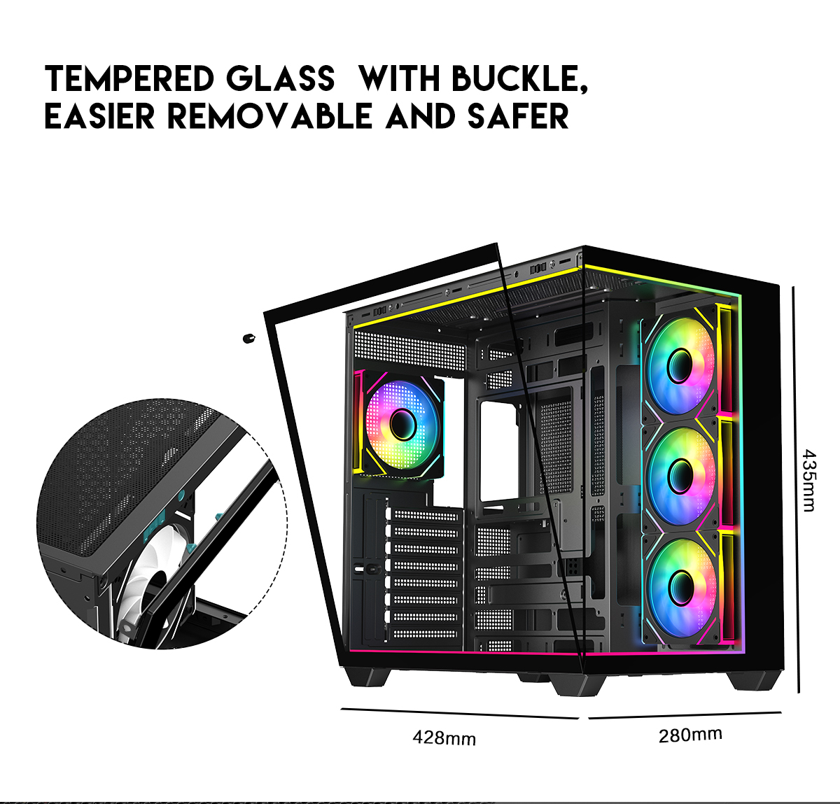 DIYPC IDX3-ATX-ARGB Black ATX Gaming Computer Case