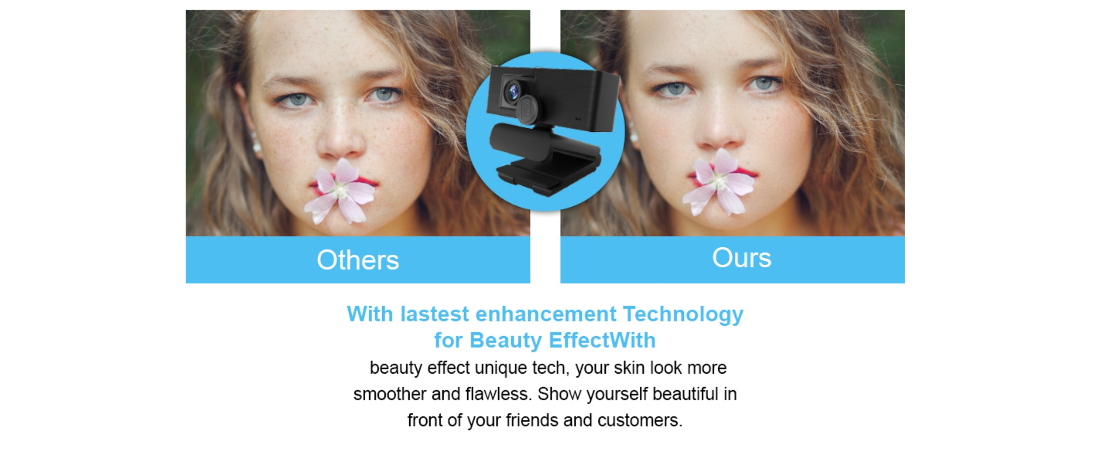 Anivia webcam beauty effect, skin enhancement, soft image