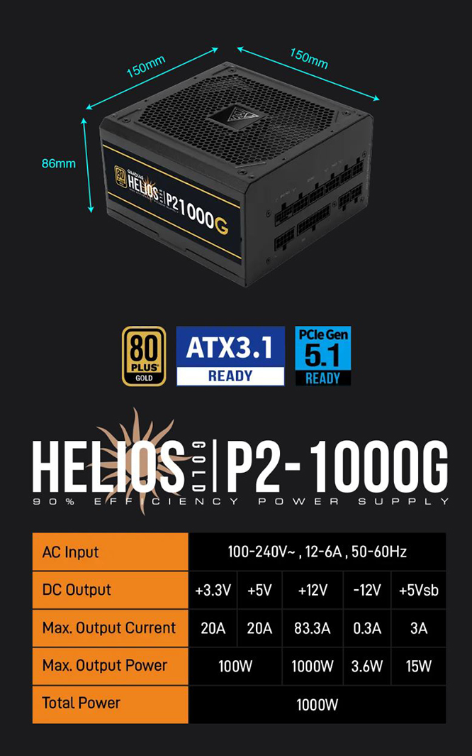 Gamdias HELIOS P2-1000G Power Supply