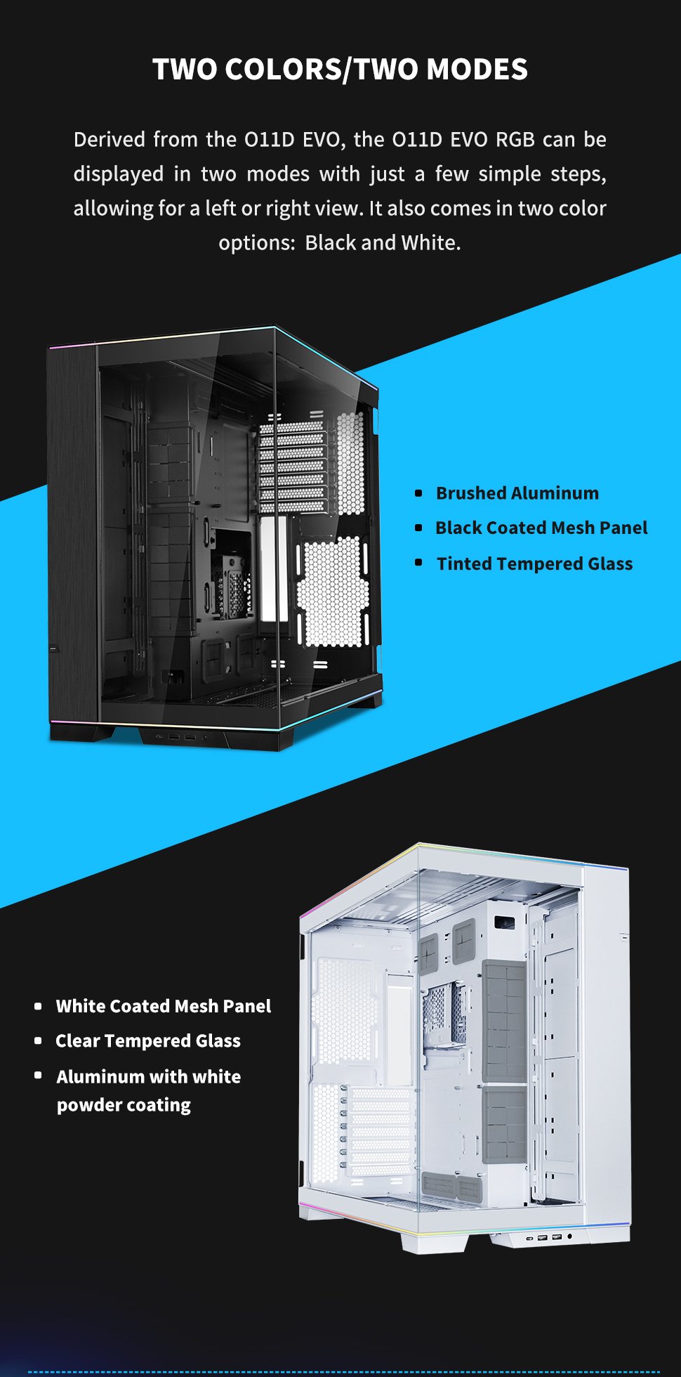 LIAN LI O11 Dynamic EVO RGB Black Aluminum / Steel / Tempered Glass ATX Mid  Tower Computer Case----O11DERGBX