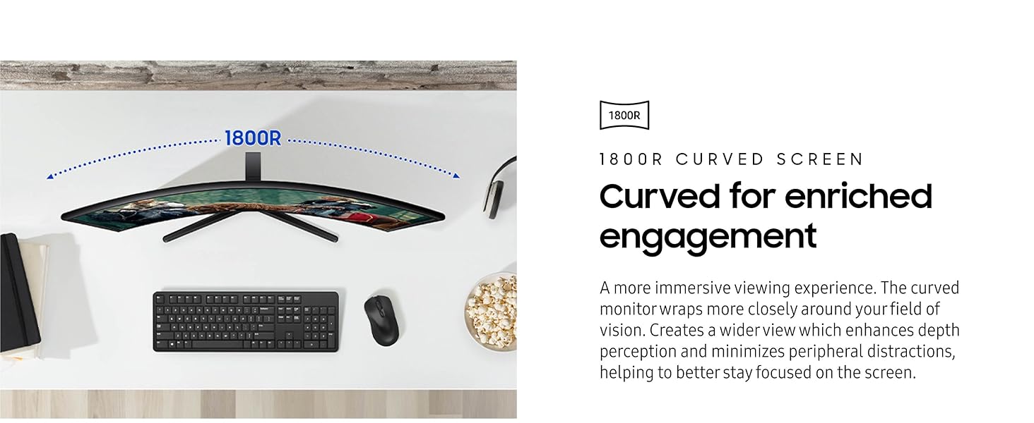 Samsung 27" Essential S3 (S36GD) Series FHD 1800R Curved Computer Monitor