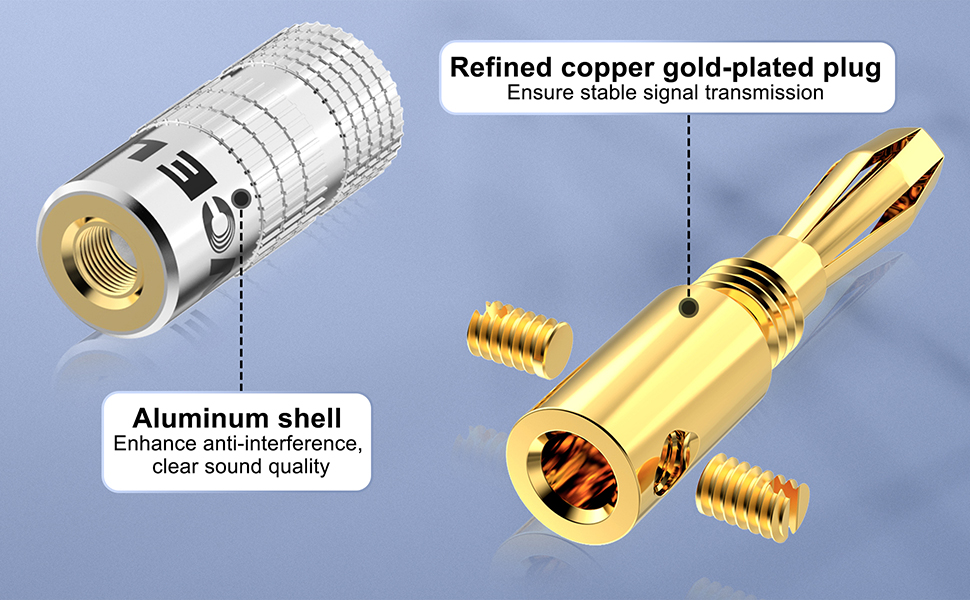 Aluminum shell & Refined copper gold-plated plug