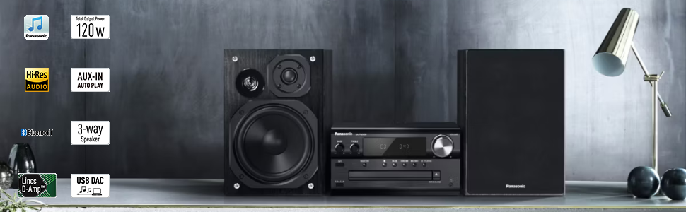 SC-PMX90 compact audio system on a desk