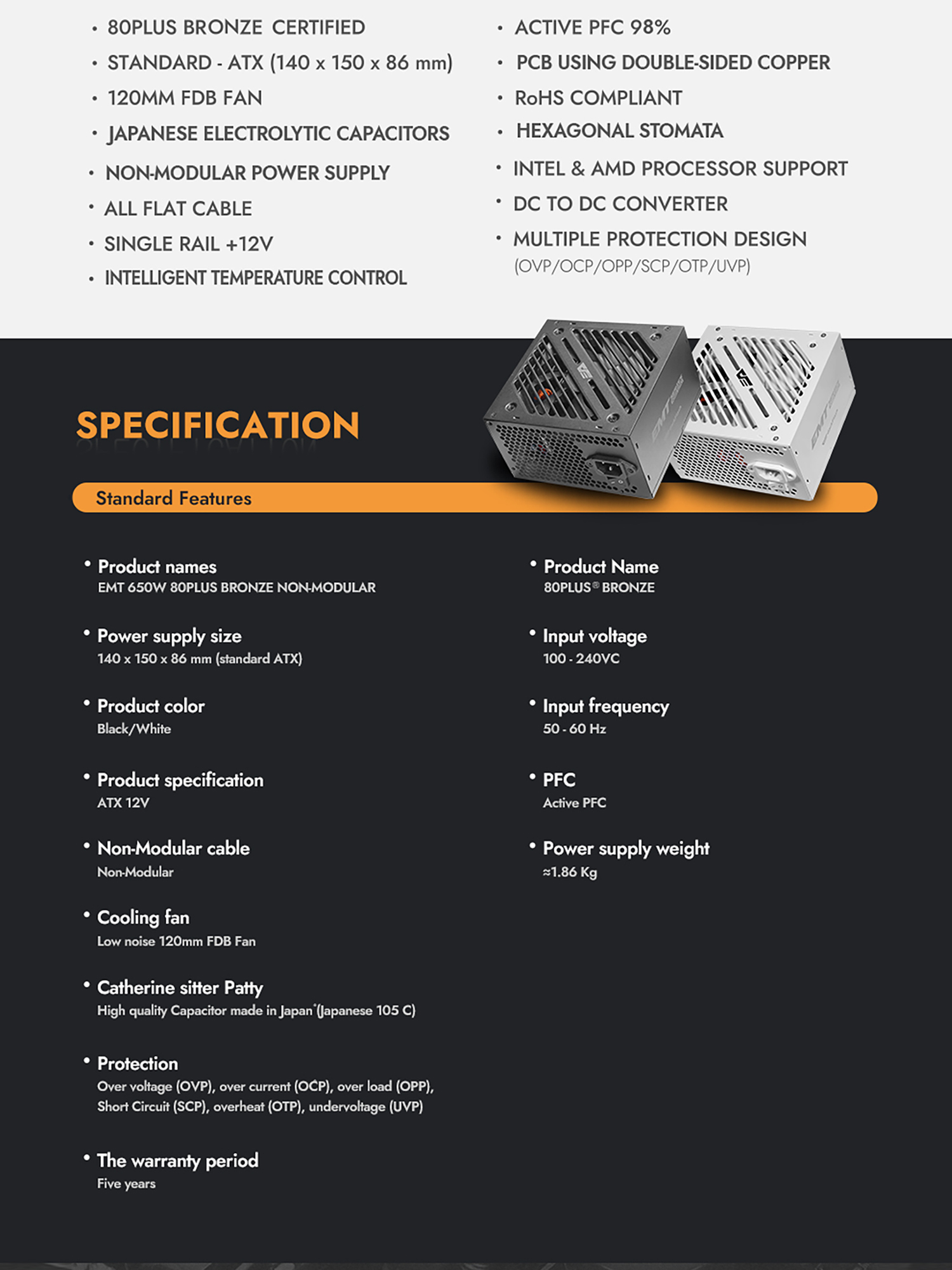 darkFlash PMT650 650W Power Supply PSU