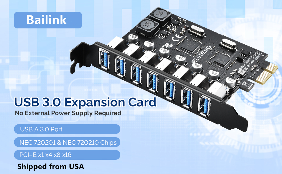 PCIE USB 3.0 Card 7 Ports PCI Expree to USB Expansion Card