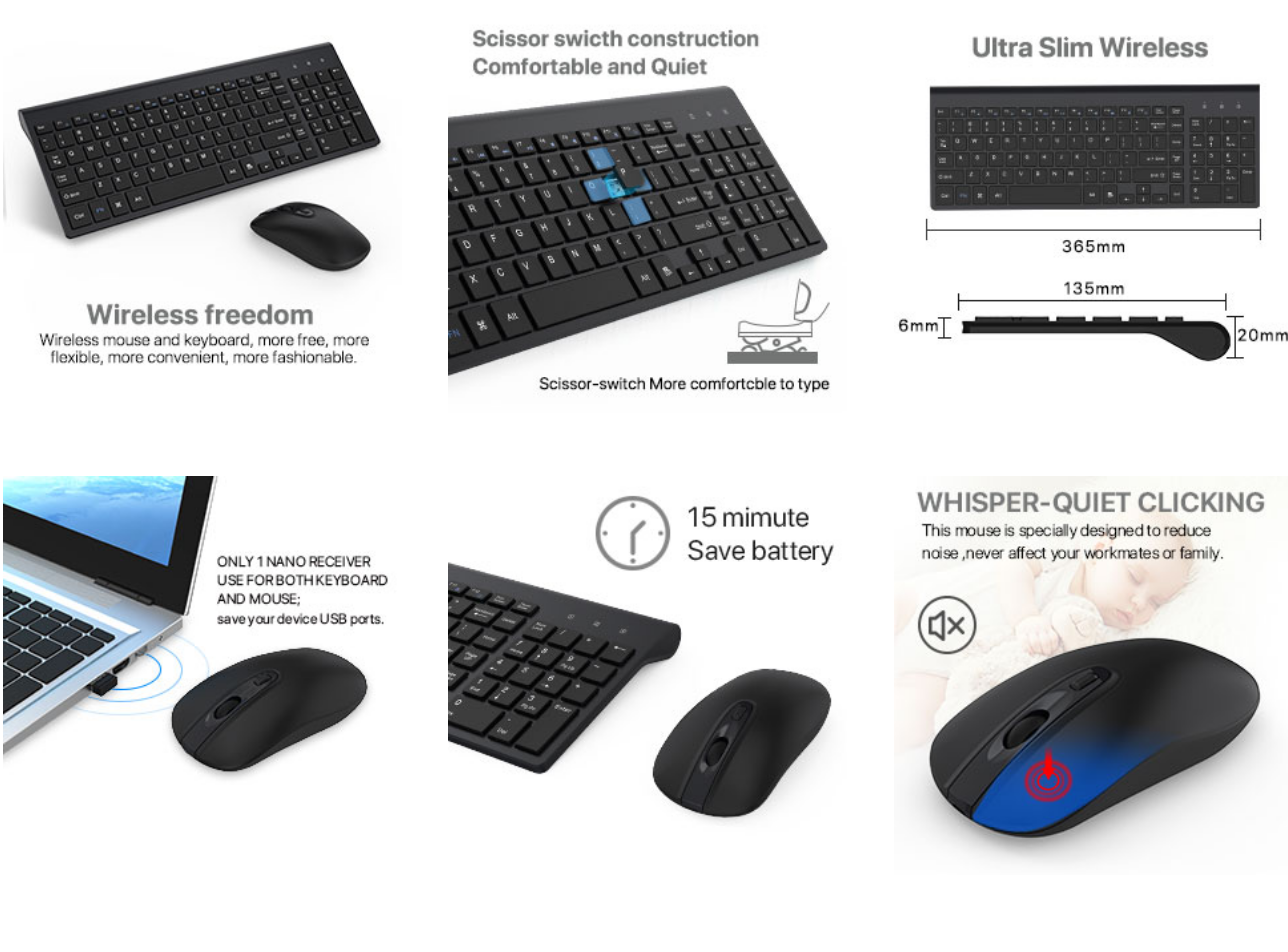 Wireless Keyboard and Mouse - Wireless Keyboard Ergonomic Full