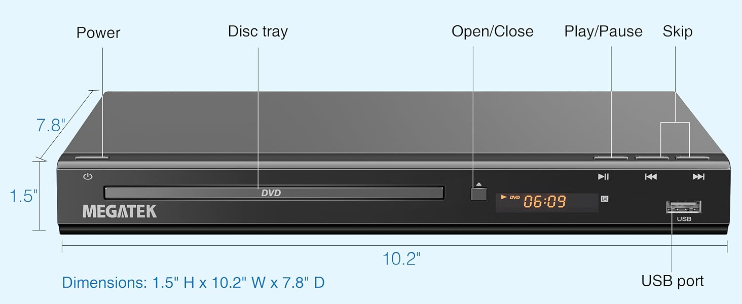 MEGATEK DP-260M55HD Region-Free HDMI DVD Player for TV